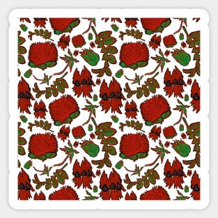 Native Australian Florals - Red and Green - Banksia and Sturt Desert Pea - CreateArtHistory Sticker